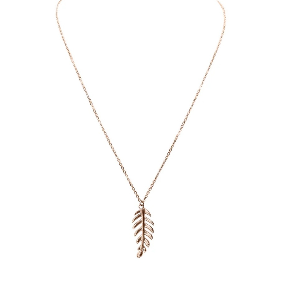NWT Kinsley Armelle Laurel Leaf Drop Necklace Rose Gold Goddess Collection